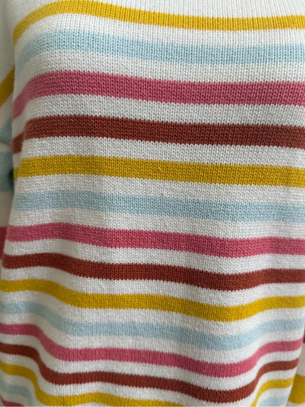GAP Off-the-Shoulder Cream Sweater with Multicolor Stripes - Picture 7 of 9